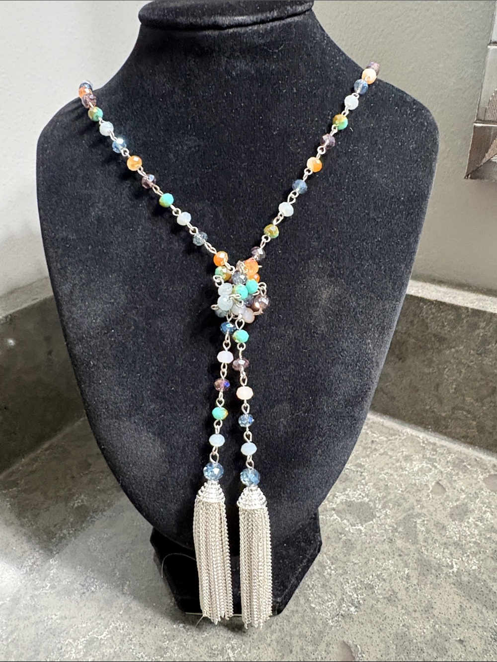Multi-Color Beaded Tassel Necklace - Women Jewelry